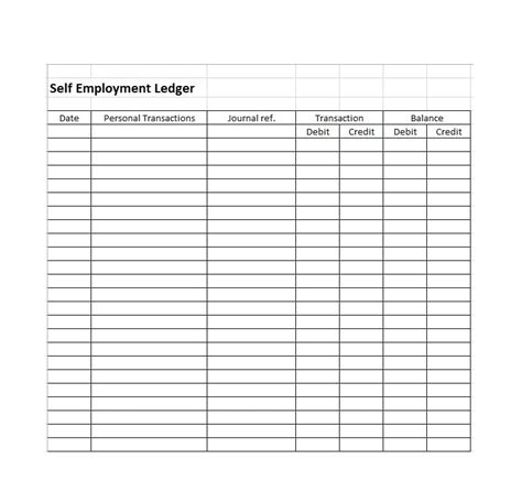 Free Printable Self Employment Ledger